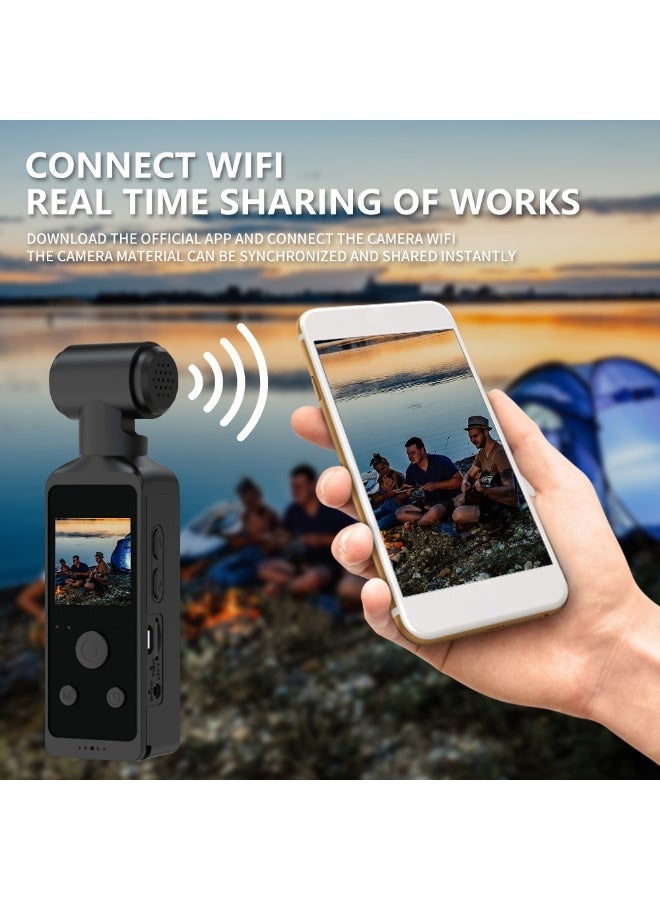 Handheld 4K Video Camera Camcorder, UHD 4K 30fps WiFi Pocket Digital Camera, 6-Axis Gyroscope Vlogging Camera with 1.33-inch Screen, 270° Rotatable Lens, Mic Included, IPX8 Waterproof, for Photography, with 32G TF Card - Image 3